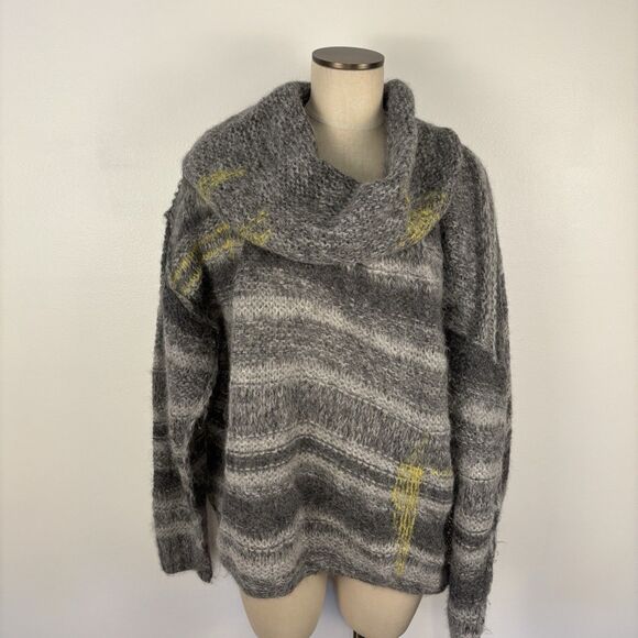 Free People Womens Medium Gray Alpaca Made in Peru Cowl Neck Sweater - Picture 1 of 9